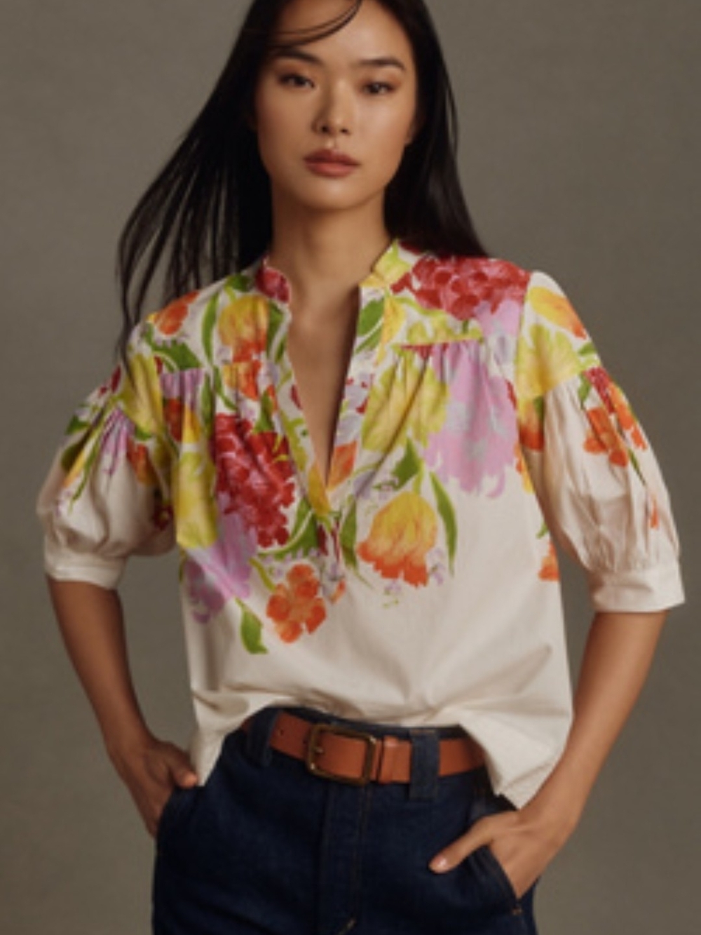 Anthropologie YUKIKO NORITAKE Darvey Popover Puff Sleeve TOP